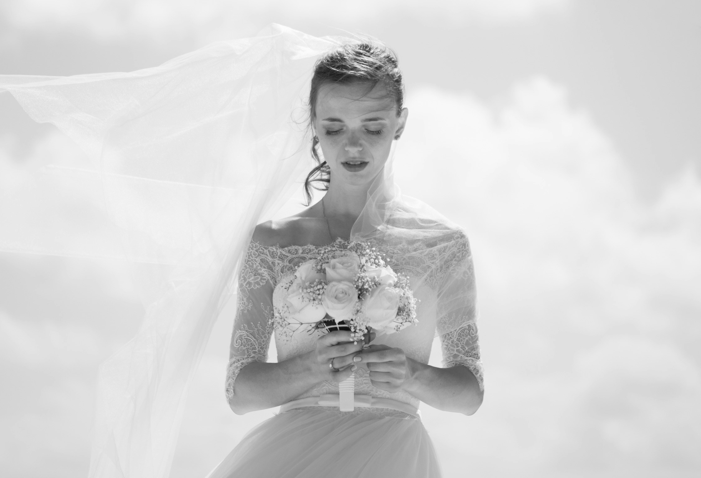 Black & White Photo of Bride
