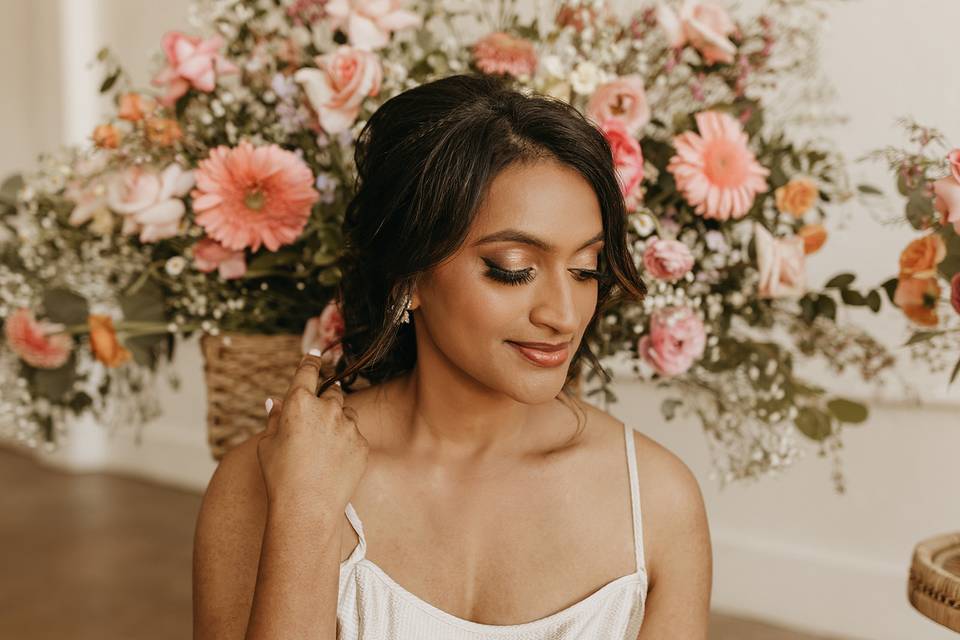 Blush Beauty wedding gallery. Close-up of bride's makeup.